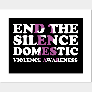 End The Silence Family Domestic Violence Awareness Purple Ribbon Posters and Art